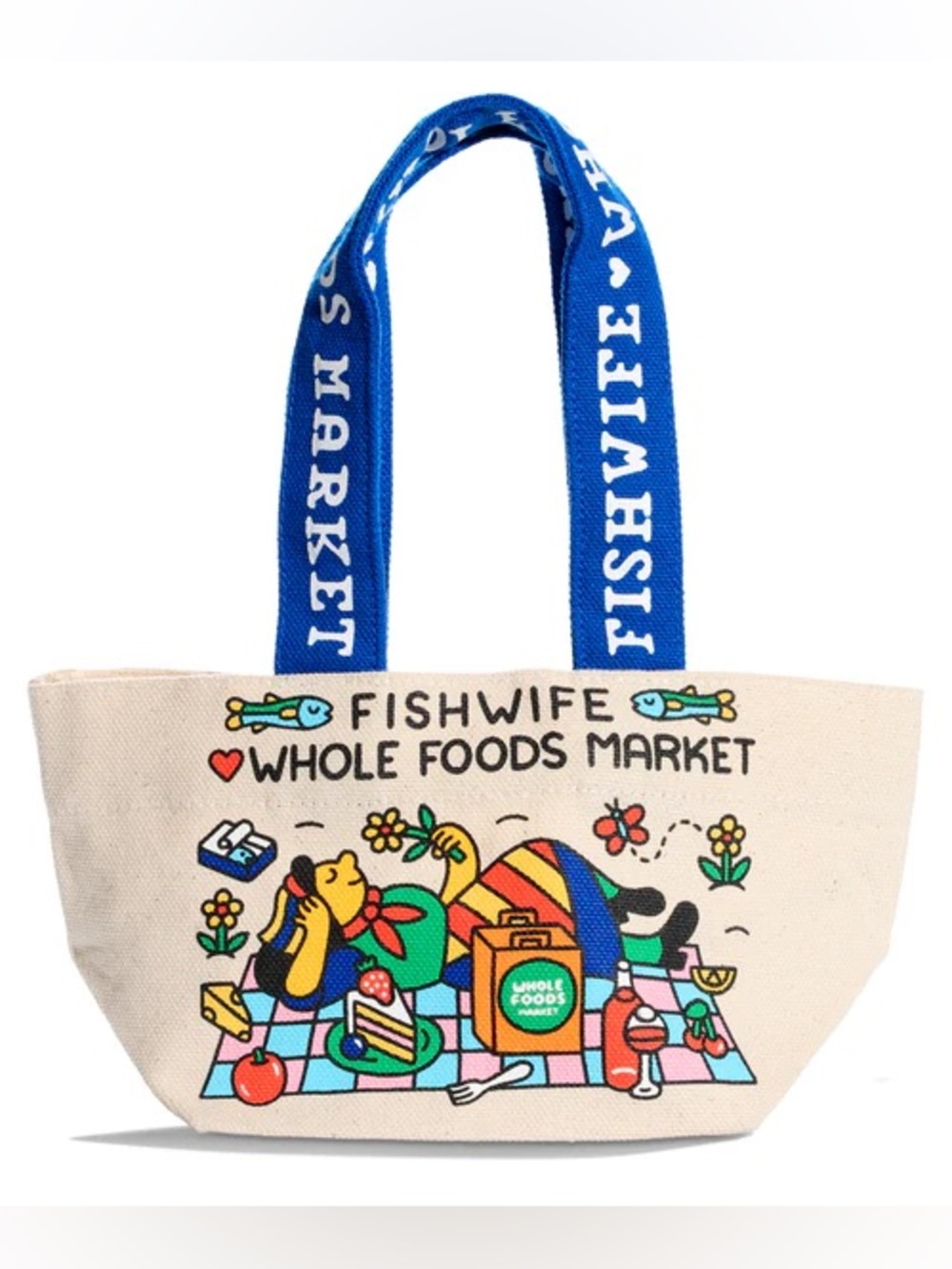 Fishwife x Whole Foods Market Limited Edition Picnic Micro Canvas Tote, NWT